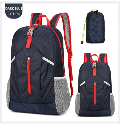 levayhill 25L Foldable Hiking Backpack,Small Packable Daypack,Dark Blue | Lightweight Collapsible Bag,Water Repellent Travel Basic-Daypack,Men Women Camping Cycling Rucksack Outdoor Back Pack - color: Dark Blue