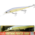 LUCKY CRAFT Lightning Pointer 110DD Deep Diver Freshwater Bass Fishing Lures, Jerkbait Suspending Fishing Lure for Bass & Walleye Fish, Long Casting Fish Gear Accessories for Tackle Box, - color: 250 Chartreuse Shad