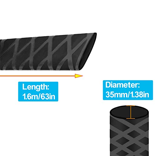 Heat Shrink Wrap Tubing Sleeve for Fishing Rod Grip Handle Cork X-Tube with Non-Slip Insulation Black (Diameter 35mm, Length 63in) - color: Black, size: Diamter:35mm Length:63in