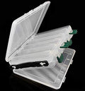 Double-Sided Fishing Lure Hook Tackle Box Visible Hard Plastic Clear Fishing Lure Bait Squid Jig Minnows Hooks Accessory Storage Case Container (Clear-10 Slots) - color: Clear-10 Slots