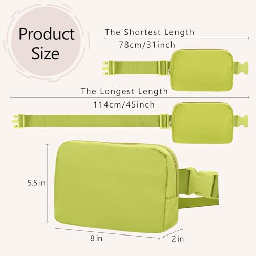 VOROLO Fanny Pack For Women And Men Crossbody Bag Belt Bag Grass Green | Adjustable Strap Graduation Gifts Lightweight Travel Running - color: Grass Green