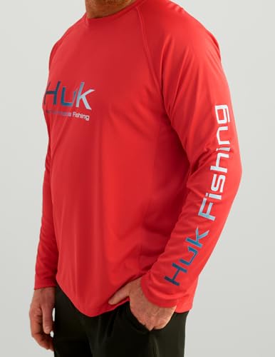 HUK Men's Pursuit Vented Long Sleeve Fishing Shirt (+30 UPF) - color: Channel Marker, size: Small