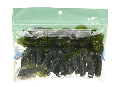 Yamamoto Custom Baits Double Tail Grub Soft Plastic Bait, 20-Pack, Bass Fishing Soft Plastic Lure, Multiple Sizes & Colors - color: WATERMELON W/ LARGE BLACK FLAKE, size: 5"