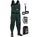 Foxelli Chest Waders, Waterproof 4mm Neoprene Hunting & Fishing Waders for Men & Women with Boots - color: Green, size: 8