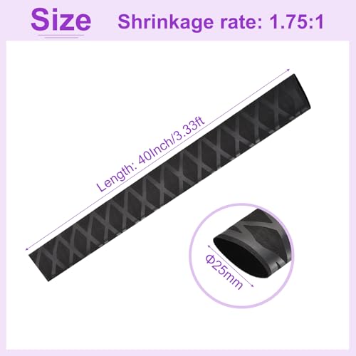DMiotech Heat Shrink Sleeve Wrap Tubing x Tube Tubing for Fishing Rod Grips and Other Grips, Non Slip - Insulation - Waterproof 40'' Lengths, Dia 25mm Black - color: Black, size: Dia 25mm