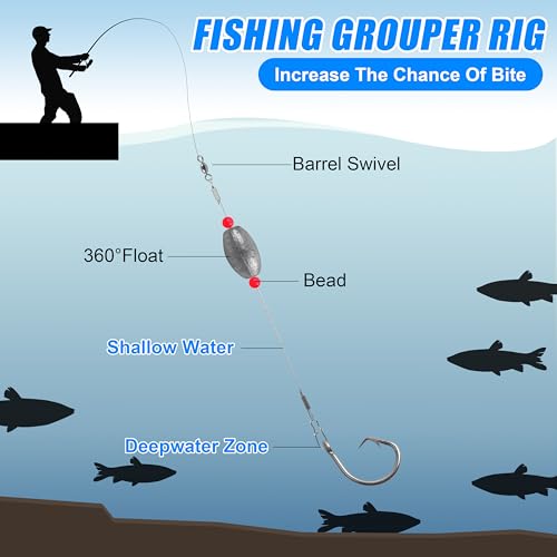 Carolina Rig Catfish Rig Saltwater Bottom Surf Fishing Rigs Flounder Rigs Wire Leaders with Egg Sinkers for Flounder Catfish Grouper Striped Bass Drum Redfish Fishing - size: 0.5 oz_8pcs
