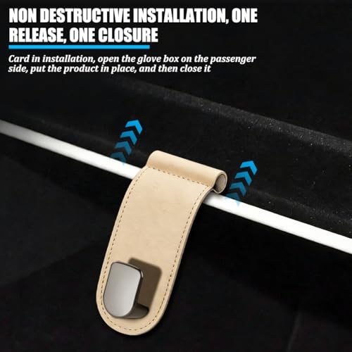 Car Co-Pilot Glovebox Hook, Multifunctional Passenger Seat Glovebox Hanger Organizer for Purse Handbag Umbrella, Auto Interior Glove Box Hanging Storage Hook Holder, Universal Fit (Beige) - color: Beige, size: Single