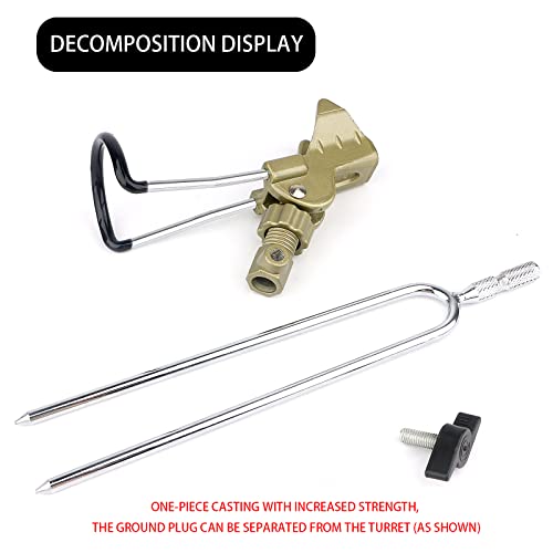 Rod Holder Fishing Pole Holder with Fishing Rod Alarm Bells,Universal Adjustable Gold Fishing Rod Holder Hand and Sea Dual-Purpose Ground Plug Holder for Bank Fishing - color: gold 2pcs