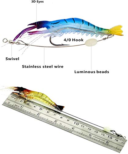 Fishing Shrimp Lures Artificial Silicone Soft Bait Set Luminous Swimbait Shrimp Fishing Lure with Hooks Fishing Tackle Freshwater/Saltwater - color: 10PCS