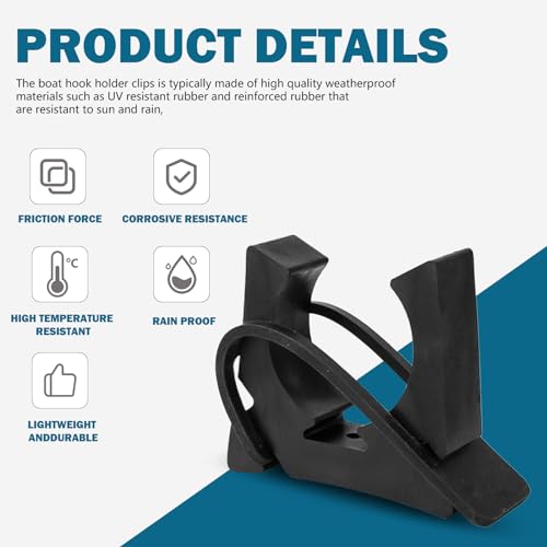 Boat Hook Holder Clips Replacement for SOF-LOC Gaff Hook Holder with Rubber Spring Strap, Marine Holder Fits for Boat Hook, Paddle Holder, Oar Mounts, Boat Net, Gaff, Push Pole, Anchor Pole, 2 Pack.