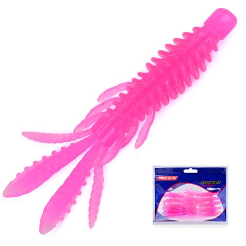 10 Pcs Soft Swimbait Lures, 6.4cm/2.5in Shrimp Shape Soft Plastic Fishing Lures Kit, Bass Fishing Lure Swim Baits with 5 Color, for Fishing Trout, Crappie, Bass, Redfish, Freshwater, Saltwater - color: Rose Red, size: 2.5 inch