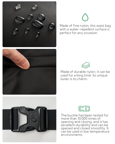 WATERFLY Fanny Pack Waist Packs: Large Crossbody Fanny Packs for Women Men with 5 Zipper Pockets Adjustable Strap Waist Bags Hip Pack for Traveling Cycling Running Hiking-Black - color: Black