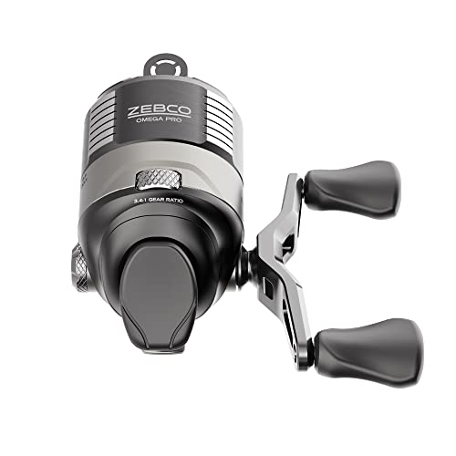 Zebco Omega Pro Spincast Fishing Reel, Dual Ceramic Pick-up Pins, Solid-Brass Pinion Gear, GlideLine ll Line Retrieval System, Pre-Spooled - size: 20