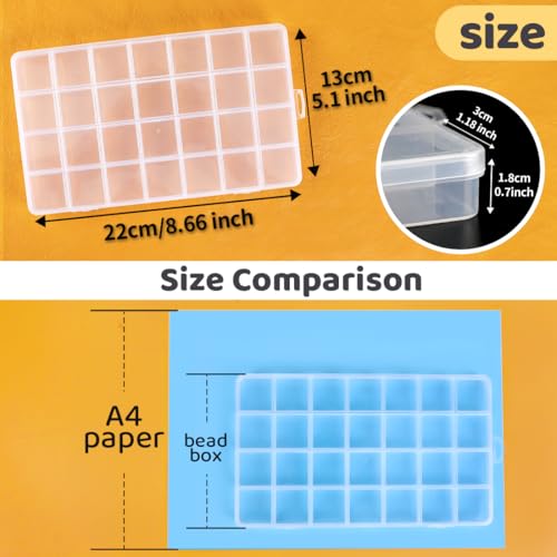 Eppingwin 28 Grids Bead Organizer, Craft Organizers and Storage, Acrylic Organizers, Plastic Bead Organizer Box for Crafts Organizing Storing (4 Pack) - color: 28 grids(4 P)