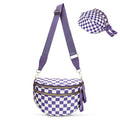 Crossbody Bags for Women, Checkered Bum Bag Crossbody, Spacious Nylon Shoulder Handbag Mom Bag (purple checkered) - color: purple checkered