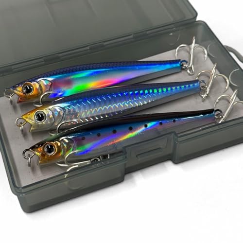 3pcs Saltwater Fishing Lure Long Cast Sinking Jerkbait Swimbait Wobbler Artificial Hard Bait - Mixed Color for Trout Bass Sea Bass (AH1247-4.7'' 1.7oz) - color: AH1247-4.7'' 1.7oz