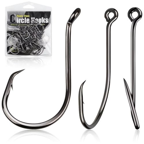 Dovesun Circle Hooks for Catfish 2X Strong 100PCS Catfish Hooks Octopus Circle Hooks Saltwater and Freshwater Black & Red Size 1/0-8/0 - color: Black, size: 8/0*50PCS