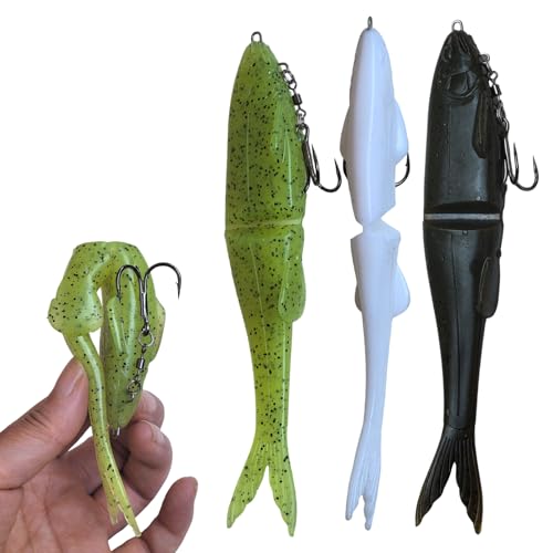 Soft Glide Bait for Bass Fishing, Pre-Rigged Swimbait Fishing Lures for Freshwater, Bait-Sized Jointless Soft Bait Slow Sinking Silicone Swim Bait, Big Bass Lures & Musky Lures(3-Pack) - size: 170mm