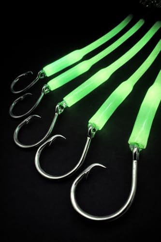 Deep Drop Fishing Rig – Glow in The Dark Sleeves – NOAA Compliant Circle Hooks – Tilefish Grouper Snapper Bottom Rig – Made in USA – End Game Tackle – 3 or 5 Hook Options - size: 10/0, 3 Hook