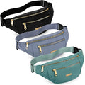 3 Pcs Waterproof Fanny Packs for Women and Men Waist Pack with Adjustable Strap Waist Pouch for Sports Running Exercise Walking Travel - color: Black, Blue, Green