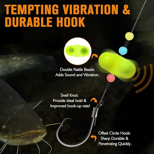 Dovesun Catfish Float Rigs with Catfish Rattles Rattling Catfish Tackle for Bank Fishing Santee Rig 6PCS - color: C-Catfish Float Rig with 6/0 Hook * 6PCS