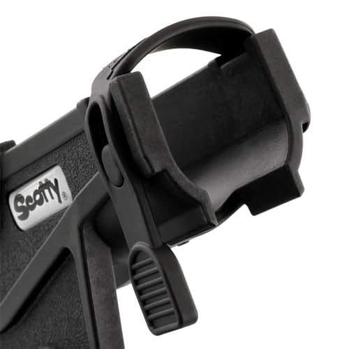 Scotty 0280-BK Rod Holder, Baicaster/Spinning, black W/0241 Side/Deck Mount | 360 Degree Rotation, Heavy-Duty Nylon, Fishing Accessory, Adjustable