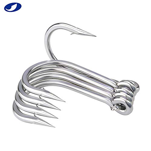 OCEAN CAT Classic Fishing Hook Stainless Steel Barbed Offset Point Octopus Circle Fishing Hooks Trolling Hooks Fishing Tackle for Saltwater and Freshwater Fishing - size: 7/0