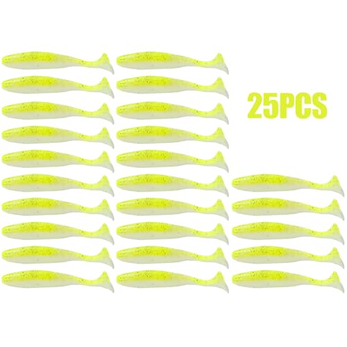 Paddle Tail Swimbaits FS/RE-10 | for Bass Fishing,14 Colors ,Fishing Lures with Flash Blade,Freshwater Saltwater ,Bass Bait,for Trout Catfish Pike - color: Color F, size: 12cm,25pcs