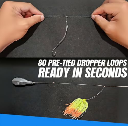 20 lb Pre-Tied Dropper Loop Knots Line. Fishing Line Spool. Loops 16 Inches Apart with 5.5 Inch Loop Size. Perfect for Saltwater & Freshwater Fishing, Snapper & Other Bottom Feeding Fish