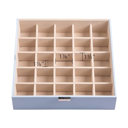 Frebeauty Earring Organizer Classic Jewelry Box 50 Slots Double Layer Jewelry Storage Case with 6 Necklace Hook and Bracelet Pocket(Sky Blue) - color: Sky Blue
