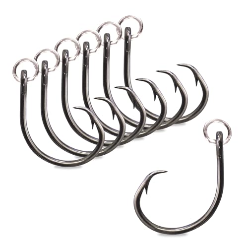 Mustad Ringed Demon Offset Circle 4X Strong - Designed to Perform Flawlessly Featuring Kirbed Hook -Black Nickel - size: Size 3/0 - Pack of 7