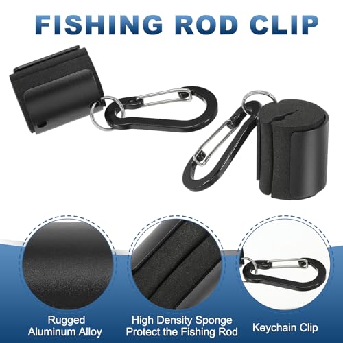 Fishing Rod Clips, Wearable Rod Holders with Keychain Portable Hand-Free - color: Black
