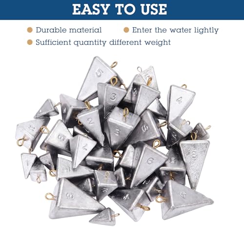 36 Pcs Pyramid Fishing Weights Sinkers Saltwater Pyramid Sinkers Rig Fishing Weights Gear Tackle Surf Casting Freshwater Ocean Catfish
