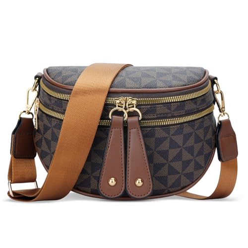 KKXIU Crossbody Sling Bag for Women Trendy Fanny Pack Vegan Leather Chest Bag | Trendy - color: 1-brown