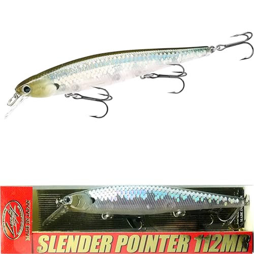 LUCKY CRAFT Slender Pointer 112 MR Fishing Lure, 4.5" Suspending Jerkbait, 4-5 ft Depth, Long Casting, Freshwater Trout and Bass Lures, Bass Fishing Gear and Tournament Hard Bait - color: 272 MS Ghost Minnow