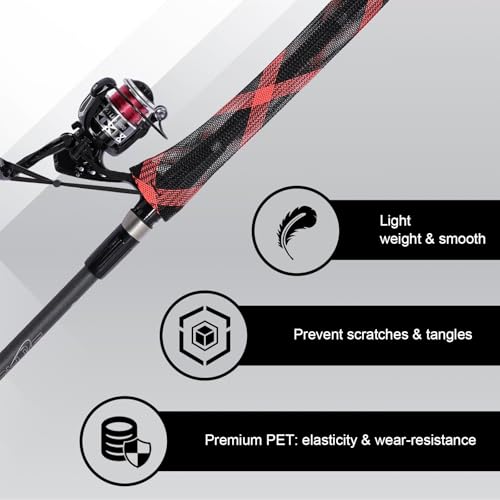 10 Pcs Fishing Rod Sleeves Socks with Lanyard, Fishing Pole Sleeves Rod Cover for Fly/Casting/Sea Fishing Rods