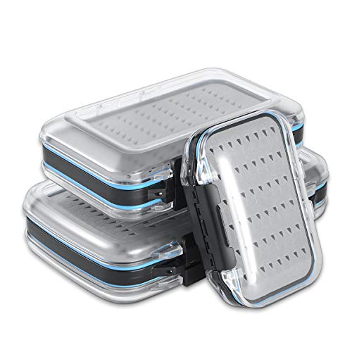 Gonex Fly Boxes for Fly Fishing Jig Boxes Two-Sided Waterproof Lightweight Fly Fishing Box Easy Grip Transparent Lid Fly Fishing Lures Box Sizes A+B+C, Grey - color: Grey, Black, Transparent, size: SizeA+SizeB+SizeC