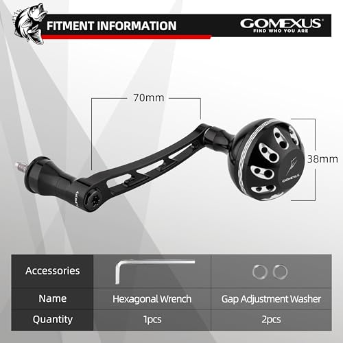 GOMEXUS Power Handle for Shimano Stradic FL FM Stella Vanford Vanquish Nasci Twinpower 1000-5000 Spinning Reel Replacement Crank - color: Black Silver-CNC Version