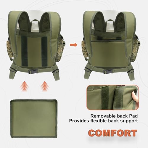 Fishing Bucket Backpack with Rod & Plier Holder and Pockets for Fishing, Hunting, Apple Picking for 5 Gallon Bucket (Camo) - color: Camo