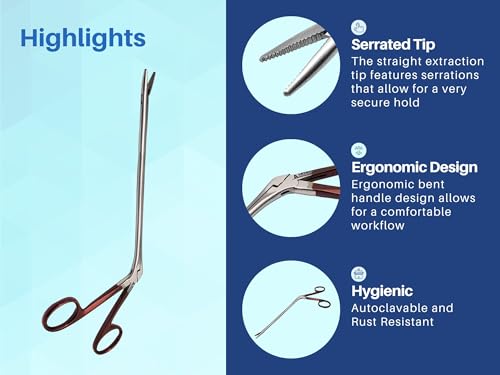 ARTMAN INSTRUMENTS Hartman Alligator Micro Forceps Precise ENT Procedures with Alligator Ear Forceps - Curved Jaw Design, Non-Slip Grip Handle, Fine-Tip (5.5 Inches) - size: 5.5 Inches