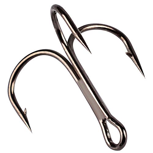 Dyxssm 100pcs/lot Treble Hooks Triple Fishing Hooks for Freshwater and Saltwater - color: Black, size: 6# 100pcs