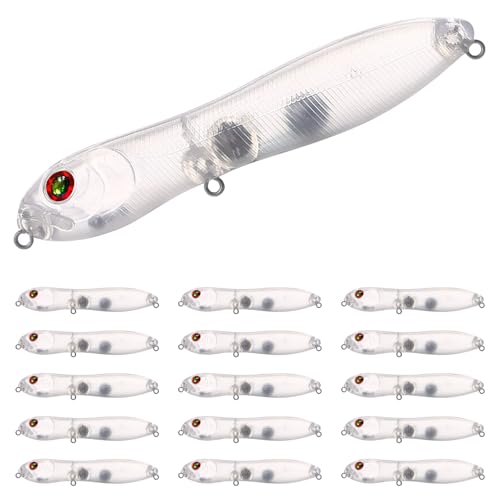 20pcs/25pcs Fishing Blanks Lures Kit Fishing Topwater Unpainted Swimbait Unpainted Crankbaits Hard Baits DIY Lure for Bass Salmon Trout Saltwater and Freshwater - color: 20PCS 3.74″/0.5oz