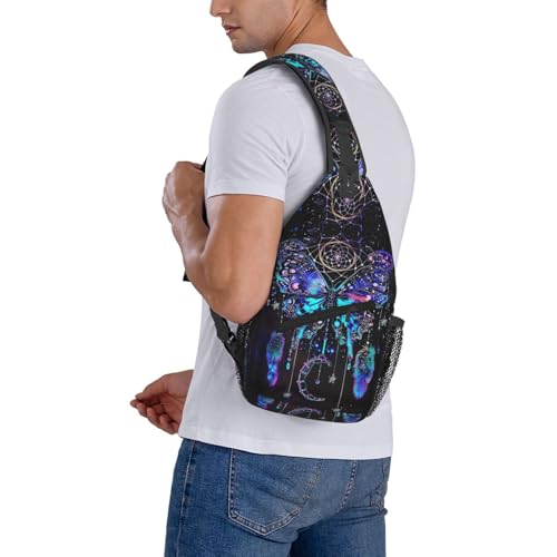 Dream Catcher With Butterfly Sling Backpack Chest Bag Crossbody Shoulder Bag Gym Cycling Travel Hiking Daypack For Men Women - color: Dream Catcher With Butterfly