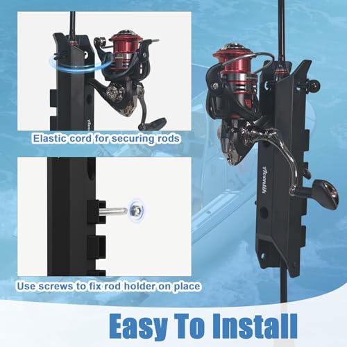 Aventik 2/4pcs Tube Fishing Rod Holders for Boat Truck Tool Box with Tool Slot, Wall Mount Fishing Pole Holders with Screws - style: 2 Pole