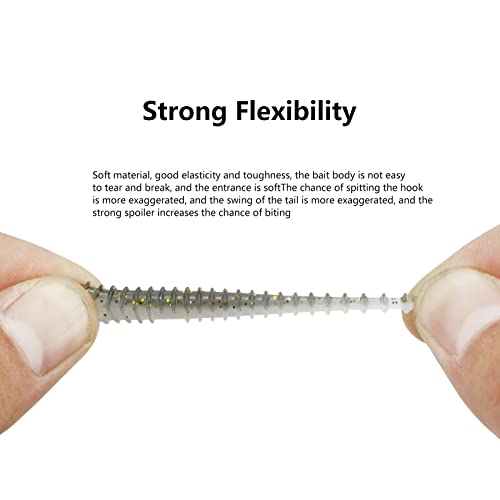 Paddle Tail Swimbaits 2 and 3 Inch Two-Tone Color Swim Baits 20/40 Pcs Fishing Worms with 5 Color Soft Plastic Bass Lure Baits