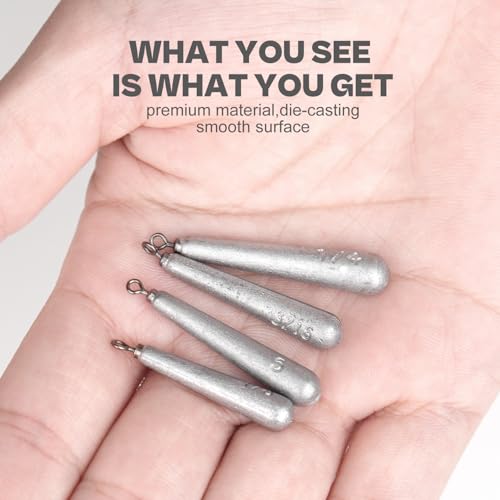 27/30 PCs Free Rig & Drop Shot Weights - Skinny Teardrop Fishing Sinkers (1/8 3/16 1/4 3/8 1/2oz) | Die-Cast Lead-Antimony Alloy | Mixed Kit Available - size: 1/4oz - 30Pack