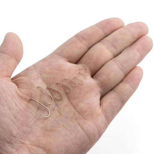 Dr.Fish 100 Pack Dry Fly Hooks Black Nickel High Carbon Steel Fly Tying Material Accessories Trout Salmon Fishing Hooks Freshwater Saltwater Fishing Barbed-Gold - color: Dry Fly Hooks-Gold, size: #12