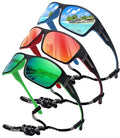 STORYCOAST Polarized Sports Sunglasses for Men Women Unbreakable Frame Cycling Fishing Driving - color: 3pack-red+blue+green