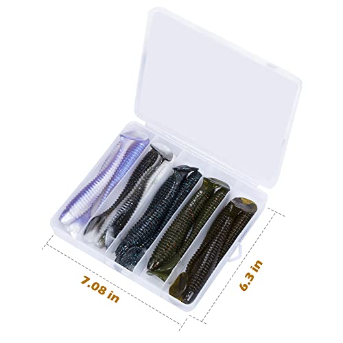 5/6Pcs Pre-Rigged Soft Plastic Lures, Paddle Tail Swimbait, Jig Heads for Bass, Walleye, Pike, Trout, Redfish Fishing - color: Model H