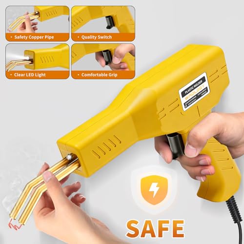 Plastic Welder, 1200PCS Staples, Plastic Welding Kit, Must Have for DIYers, Instant On/Off, Welder Kit, Bumper Repair, Portable Toolbox (Yellow) - color: Yellow